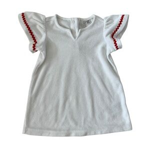 Janie and Jack Ric Rac Terry Swim Cover-Up in White with Red Details SZ‎ 12-18M